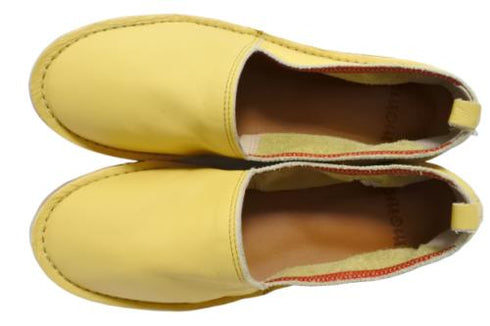 【モモ MO-2 イエロー】ぺたんこ柔らか本革シューズ